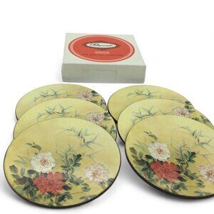 Pimpernel Acrylic Round Coasters Set of 6 Chinese Rose 1983 Vintage In Box